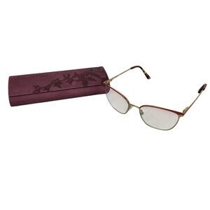 Elliott Ives Snapdragon Lipstick Red & Gold Eyeglass Frames 52-17-140 w/ Case